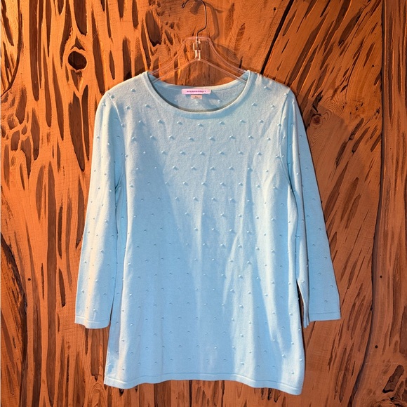 Allison Daley Tops - ALLISON DALEY turquoise knitted Sweater Top with textured polkadots. Size: S